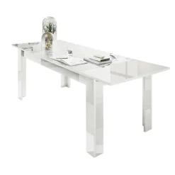 Tavolo 137/185cm allungabile bianco lucido con serigrafia Marvis