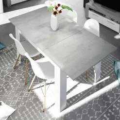 Tavolo 140/190cm allungabile moderno bianco opaco cemento Zander