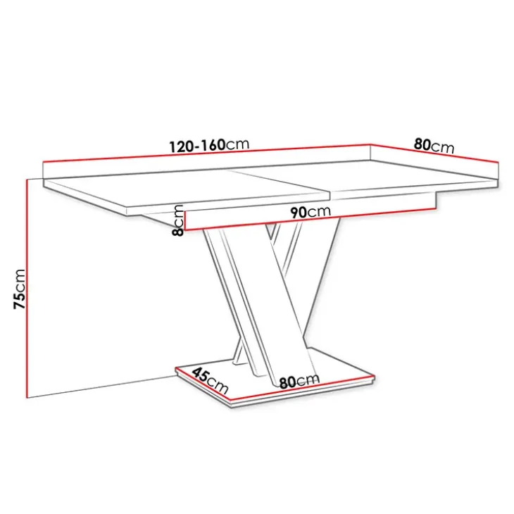 Tavolo 120/160cm allungabile moderno bianco nero Coroline