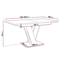 Tavolo 120/160cm allungabile moderno bianco lucido Coroline