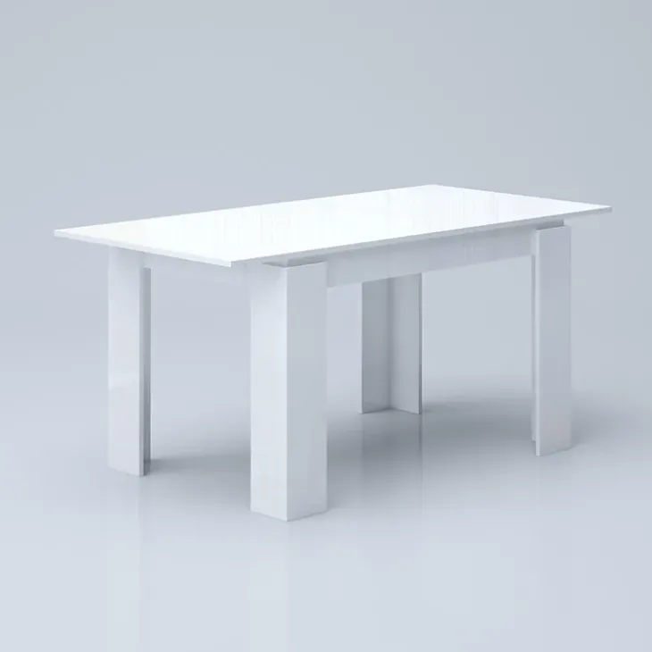 Tavolo 120/160cm allungabile moderno legno bianco lucido Atena