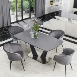 Tavolo 160/220cm allungabile moderno grigio scuro nero Sienna