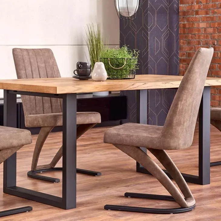 Tavolo 160/250cm allungabile rovere nodato acciaio nero Cardiff