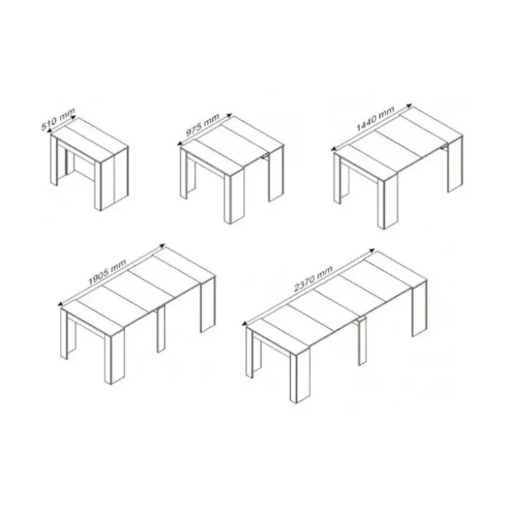 Tavolo 51/237cm consolle allungabile moderno rovere chiaro Venere