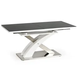 Tavolo 160/220cm in vetro allungabile nero bianco Iride Gihome®