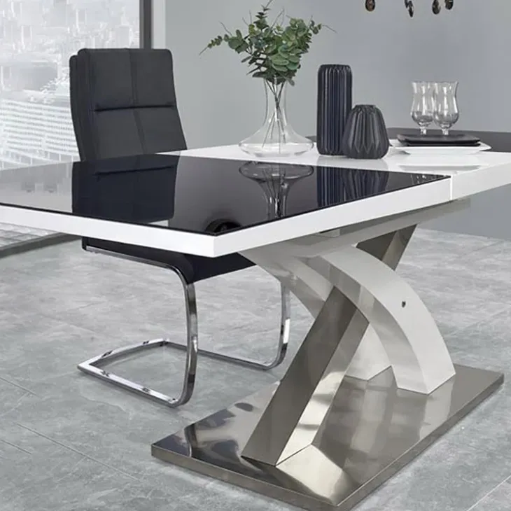 Tavolo 160/220cm in vetro allungabile nero bianco Iride Gihome®