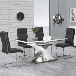 Tavolo 160/220cm in vetro allungabile nero bianco Iride Gihome®