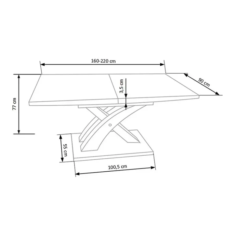 Tavolo 160/220cm in vetro allungabile nero bianco Iride Gihome®