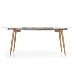 Tavolo 120/200cm ovale allungabile bianco rovere miele Papiro Gihome®