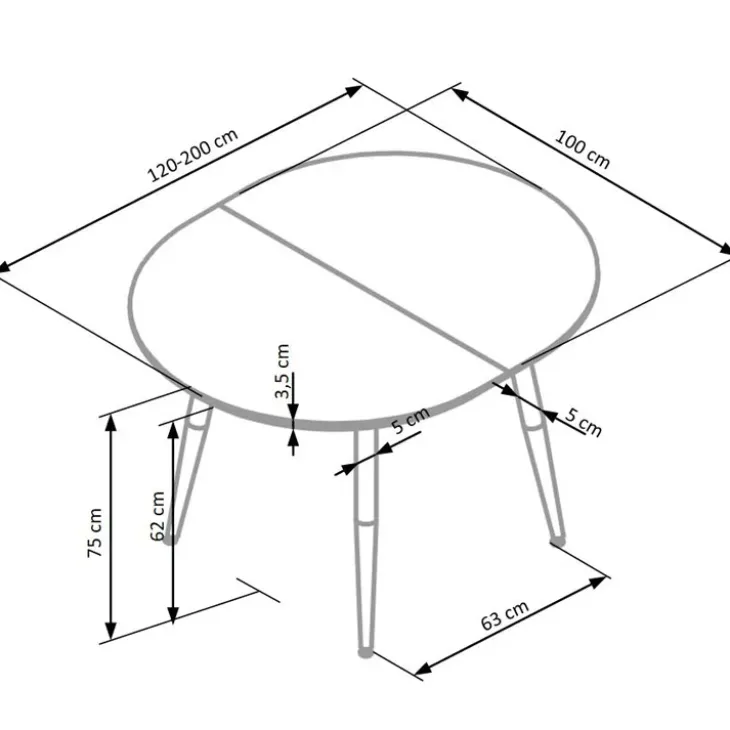 Tavolo 120/200cm ovale allungabile bianco rovere miele Papiro Gihome®
