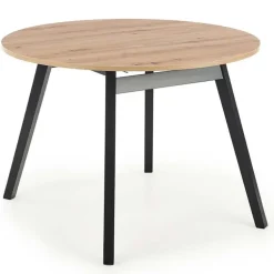Tavolo 102/142cm rotondo allungabile moderno rovere nero Medina