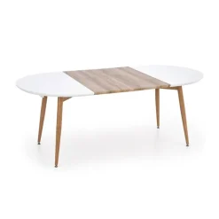 Tavolo 120/200cm rotondo ovale bianco rovere sanremo Papiro Gihome®