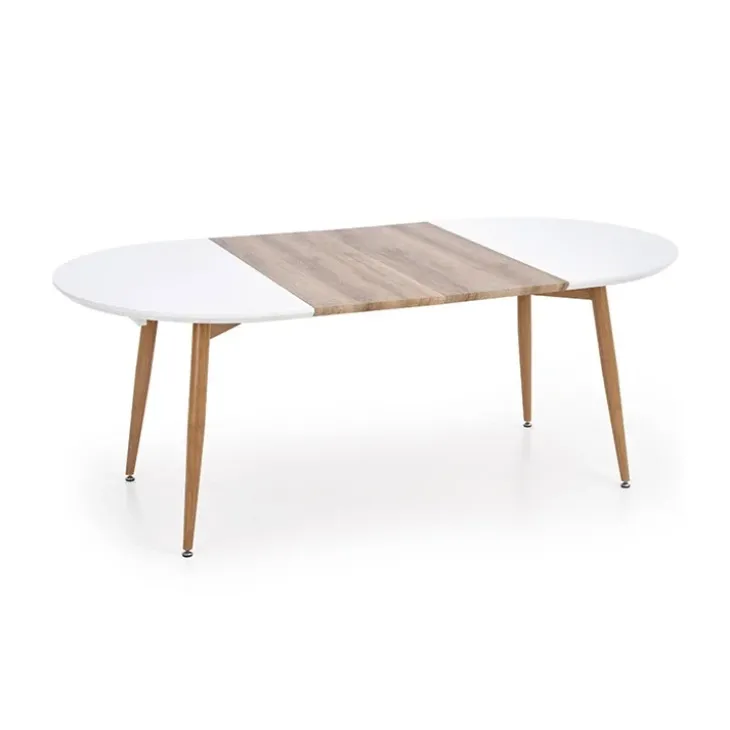 Tavolo 120/200cm rotondo ovale bianco rovere sanremo Papiro Gihome®