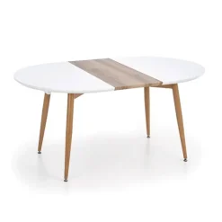 Tavolo 120/200cm rotondo ovale bianco rovere sanremo Papiro Gihome®