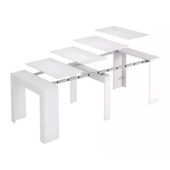 Tavolo consolle allungabile 52/238cm moderno nobilitato bianco opaco Virginia