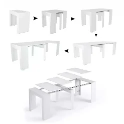 Tavolo consolle allungabile 52/238cm moderno nobilitato bianco opaco Virginia