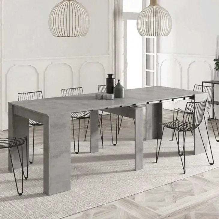 Tavolo consolle allungabile 52/238cm moderno nobilitato grigio cemento Virginia