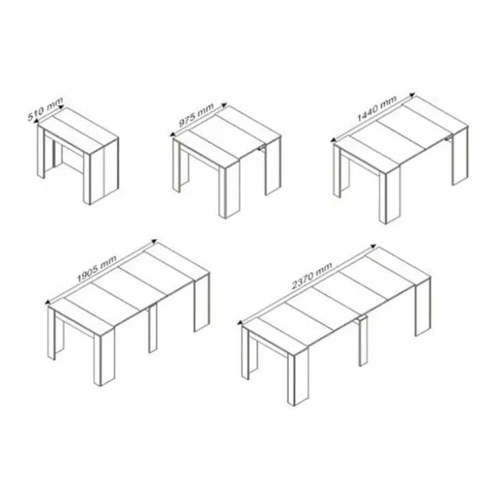 Tavolo consolle allungabile 51/237cm bianco lucido Asia Gihome®