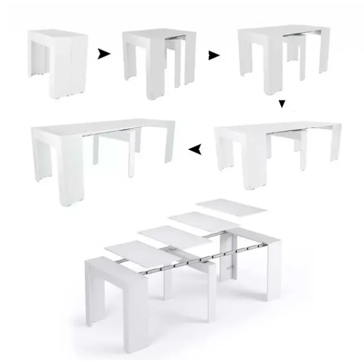 Tavolo consolle allungabile 52/238cm moderno nobilitato bianco frassinato Virginia