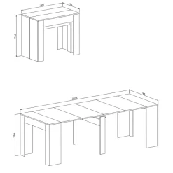 Tavolo consolle allungabile 52/238cm moderno nobilitato bianco frassinato Virginia