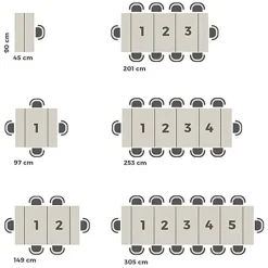 Tavolo consolle allungabile 50-300cm grigio cemento Zenzero