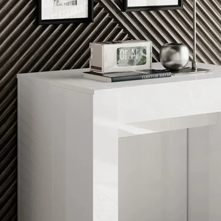 Tavolo consolle allungabile 54/252cm moderno bianco lucido Violette