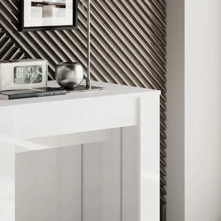 Tavolo consolle allungabile 54/252cm moderno bianco lucido Violette