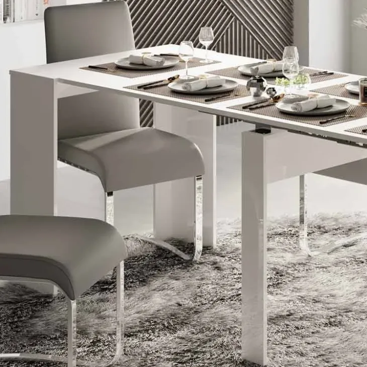 Tavolo consolle allungabile 54/252cm moderno bianco lucido Violette