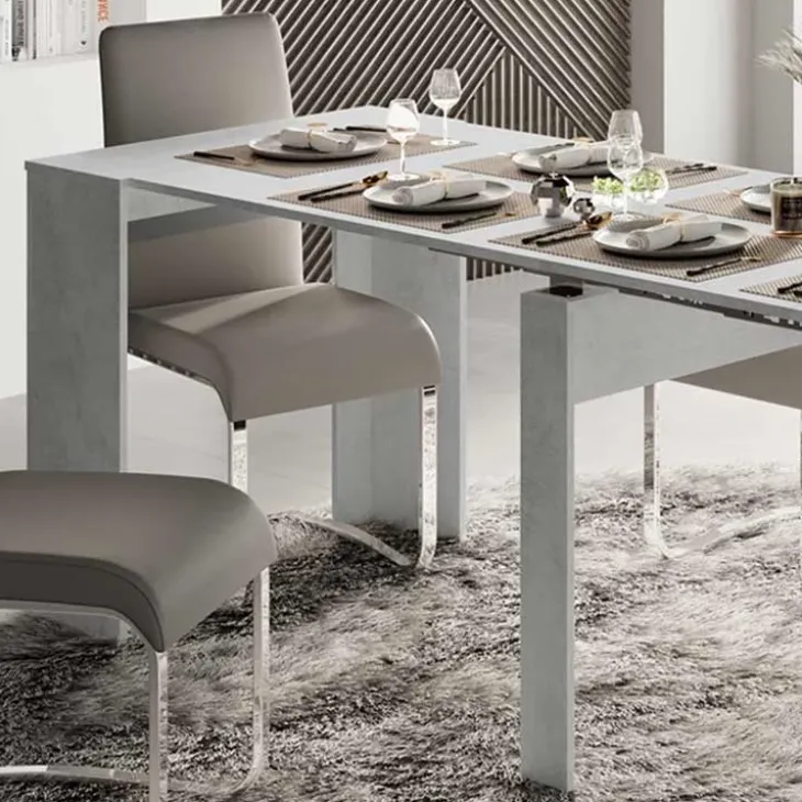 Tavolo consolle allungabile moderno 54/252cm grigio cemento Violette