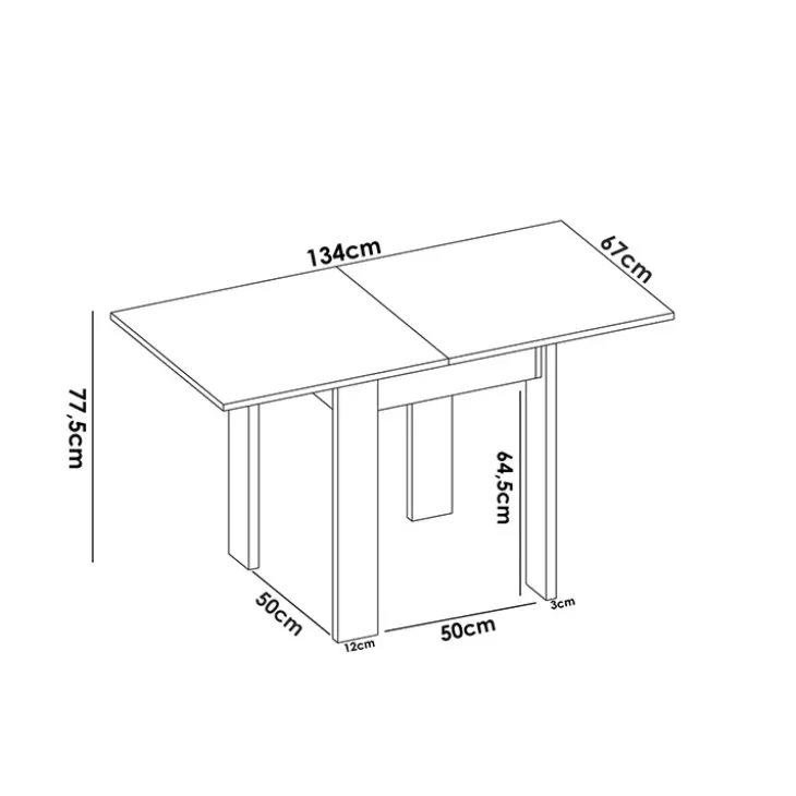 Tavolo da cucina allungabile 67-134x67cm in legno bianco Koke