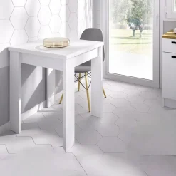 Tavolo da cucina allungabile 67-134x67cm in legno bianco Koke