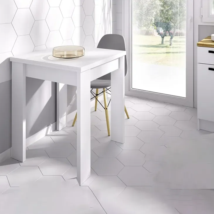 Tavolo da cucina allungabile 67-134x67cm in legno bianco Koke