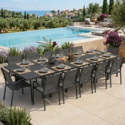 Tavolo da giardino allungabile 200/300x100cm in alluminio antracite Brezza