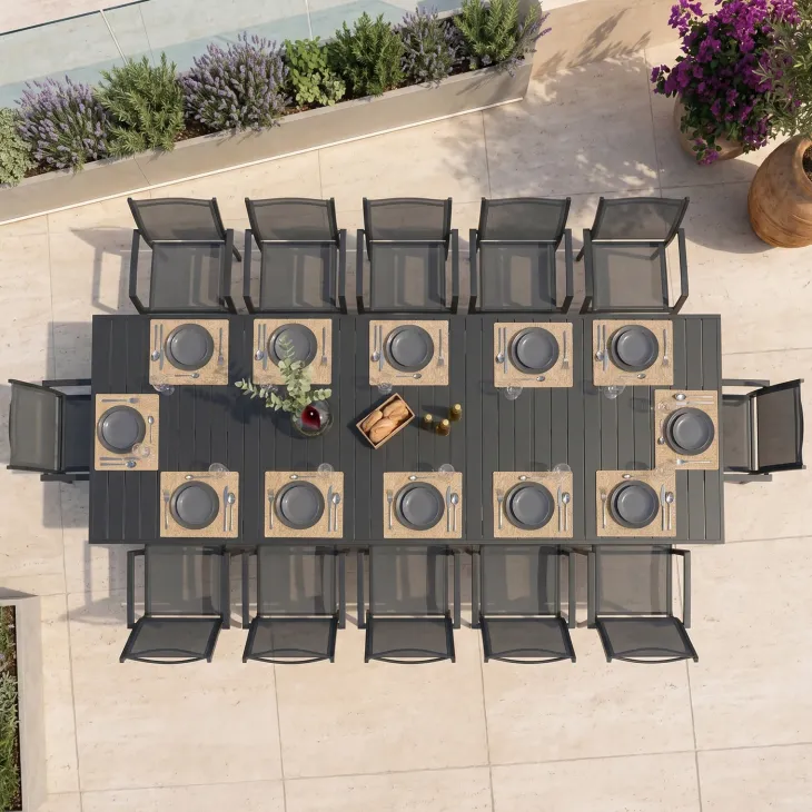 Tavolo da giardino allungabile 200/300x100cm in alluminio antracite Brezza