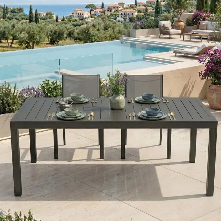 Tavolo da giardino allungabile 200/300x100cm in alluminio antracite Brezza