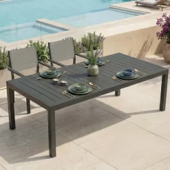 Tavolo da giardino allungabile 200/300x100cm in alluminio antracite Brezza