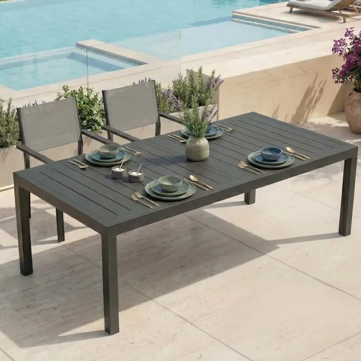 Tavolo da giardino allungabile 200/300x100cm in alluminio antracite Brezza