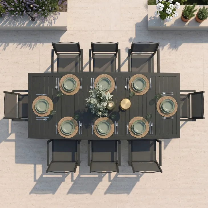 Tavolo da giardino allungabile 160/240x90cm in alluminio antracite Brezza