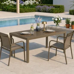 Tavolo da giardino allungabile 160/240x90cm in alluminio tortora Brezza