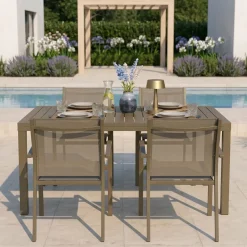 Tavolo da giardino allungabile 160/240x90cm in alluminio tortora Brezza