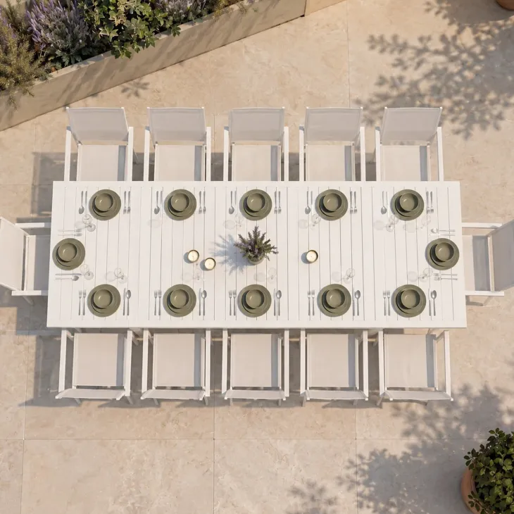 Tavolo da giardino allungabile 200/300x100cm in alluminio bianco Brezza