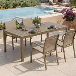 Tavolo da giardino allungabile 200/300x100cm in alluminio tortora Brezza