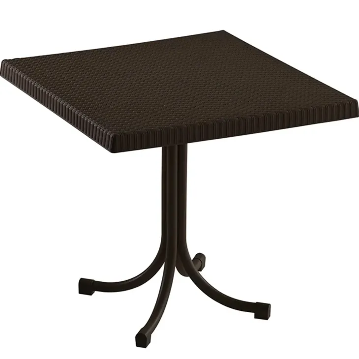 Tavolo da giardino esterno bar dehors quadrato 80x80cm polipropilene effetto rattan marrone Ivo