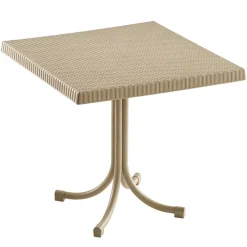 Tavolo da giardino esterno bar dehors quadrato 80x80cm polipropilene effetto rattan tortora Ivo