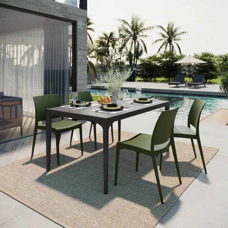 Tavolo da giardino esterno bar dehors 150x74 cm antracite Levanzo