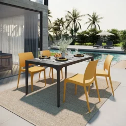 Tavolo da giardino esterno bar dehors 150x74 cm antracite Levanzo