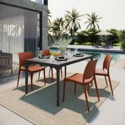 Tavolo da giardino esterno bar dehors 150x74 cm antracite Levanzo