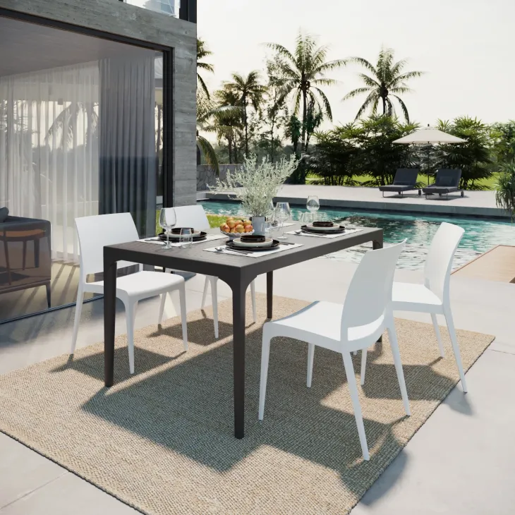 Tavolo da giardino esterno bar dehors 150x74 cm antracite Levanzo