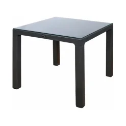 Tavolo da giardino 90x90cm esterno bar dehors con vetro antracite Cesare