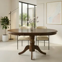 Tavolo da pranzo allungabile rotondo 90/124cm noce scuro Circle